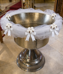 Decor cristelnita, tull alb cu flori de bumbac, 3M, Recostore®, REC5015/4