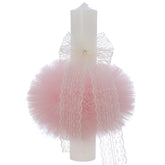 Lumanare botez, 30x5.5 cm, Roz, Recostore®, REC5004/12