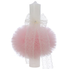 Lumanare botez, 30x5.5 cm, Roz, Recostore®, REC5004/12