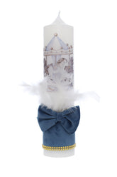 Lumanare botez baieti, model cu Carusel, 30x7 cm, bleu, Recostore®, REC5002/26