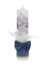 Lumanare botez baieti, model cu Carusel, 30x7 cm, bleu, Recostore®, REC5002/26