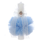 Lumanare botez, ingeras, 30x5.5 cm, bleu, Recostore®, REC5004/2