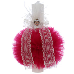 Lumanare botez, ingeras, 30x5.5 cm, ciclam, Recostore®, REC5004/8