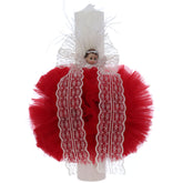 Lumanare botez, ingeras, 30x5.5 cm, rosu, Recostore®, REC5004/10