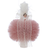 Lumanare botez, ingeras, 30x5.5 cm, roz pudrat, Recostore®, REC5004/7