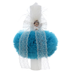 Lumanare botez, ingeras, 30x5.5 cm, turcoaz, Recostore®, REC5004/3