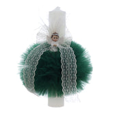 Lumanare botez, ingeras, 30x5.5 cm, verde, Recostore®, REC5004/1