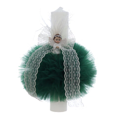 Lumanare botez, ingeras, 30x5.5 cm, verde, Recostore®, REC5004/1