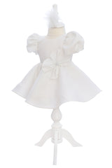 Rochie alba pentru botez, 2 piese, rochie si bentita, REC3263
