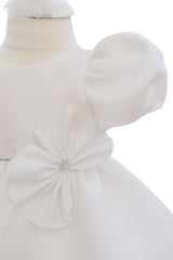 Rochie alba pentru botez, 2 piese, rochie si bentita, REC3263