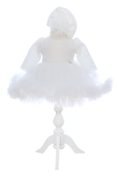 Rochita cu sclipici pentru botez, 2 piese, rochie si turban, REC3348