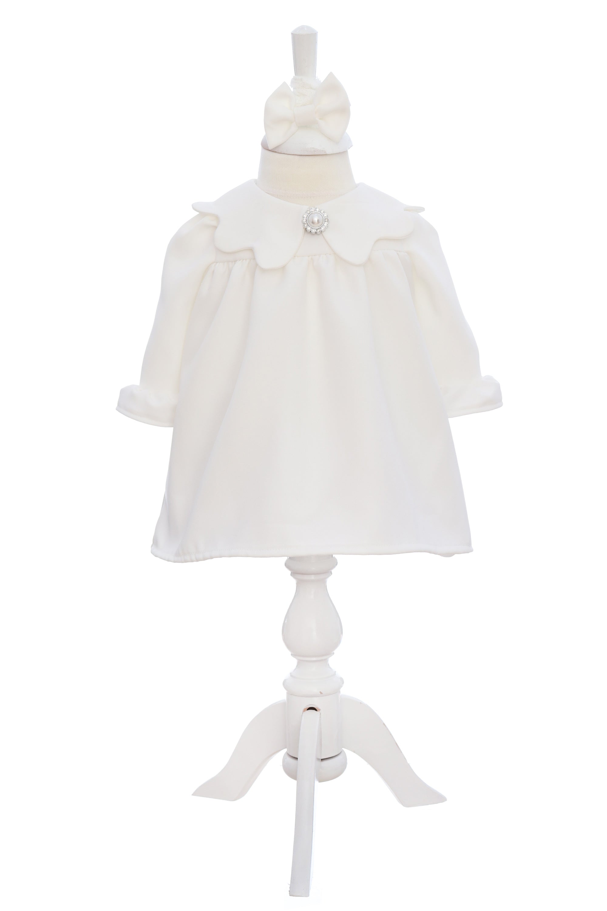 Rochie alba botez fetita, bentita inclusa, REC3260