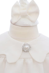 Rochie alba botez fetita, bentita inclusa, REC3260