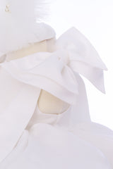 Rochie eleganta pentru botez, cu funde mari pe umeri si fusta bufanta, culoare alb, REC3290