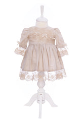 Rochie pentru botez, culoare crem, REC3288