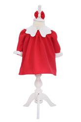 Rochie rosie cu bentita pentru botez, REC3258