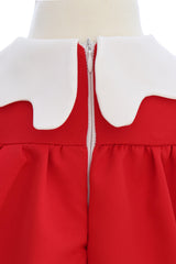 Rochie rosie cu bentita pentru botez, REC3258