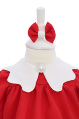 Rochie rosie cu bentita pentru botez, REC3258