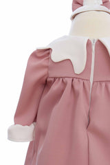 Rochie roz pudrat botez fetita, bentita inclusa, REC3262