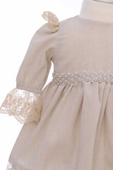 Rochie pentru botez, culoare crem, REC3289