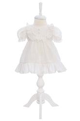 Rochie din muselina pentru botez, alba, REC3266