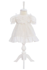 Rochie din muselina pentru botez, alba, REC3266