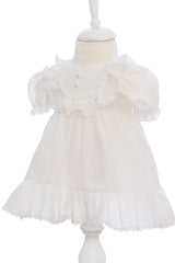 Rochie din muselina pentru fetite, alba, REC3266