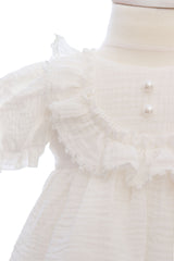 Rochie din muselina pentru fetite, alba, REC3266