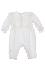 Salopeta din muselina pentru fete, alba, REC3268