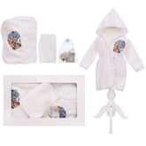 Set prima baita cu nasii, halat, prosop, saculet mirodenii si manusa, model cu Ursulet cu baloane, REC3280