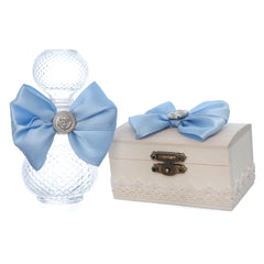Set accesorii trusou botez, cutiuta prima suvita si sticluta pentru mir, bleu, Recostore®, REC3516