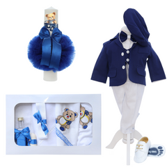 Set botez TeddyBear, Costum, Lumanare si Trusou, REC3238