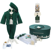 Set botez baieti cu Safari, culoare verde, costum, trusou si lumanare, REC3191