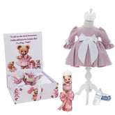 Set botez fete pentru biserica, personalizat cu Ursulet, culoare roz pudrat, REC3222