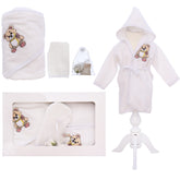 Set prima baita cu nasii, halat, prosop, saculet mirodenii si manusa, model cu Ursulet, REC3278