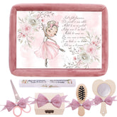 Tavita mot/turta fete, aniversare 1 an, Balerina, catifea roz pudrat, 7 piese, 34x25 cm, Recostore®, REC5011/17
