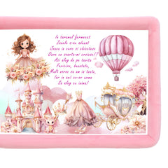 Tava mot/turta fete, aniversare 1 an, Printesa, catifea roz, 7 piese, 34x25 cm, REC5011/18