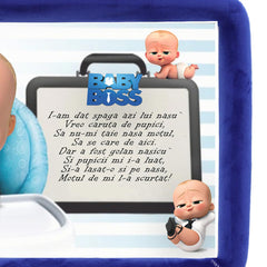 Tavita mot aniversare 1 an la baieti, Bebe Boss, catifea albastruelectric, 7 piese, 34x25 cm, REC5011/8