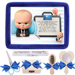 Tavita mot baieti, aniversare 1 an, Bebe Boss, catifea albastruelectric, 7 piese, 34x25 cm, REC5011/8