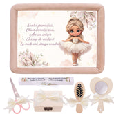 Tava mot aniversare 1 an la fete, catifea crem, 7 piese, 34x25 cm, REC5011/13