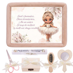 Tava mot aniversare 1 an la fete, catifea crem, 7 piese, 34x25 cm, REC5011/13