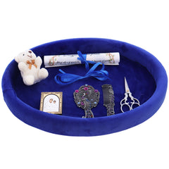 Tavita mot baieti, aniversare un an, catifea albastru electric, 8 piese, 43x32 cm, Recostore®, REC5011/4