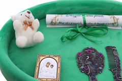 Tavita mot baieti, aniversare un an, catifea verde, 8 piese, 43x32 cm, Recostore®, REC5011/5