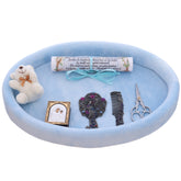 Tavita mot baieti, aniversare un an, catifea bleu, 8 piese, 43x32 cm, Recostore®, REC5011/2