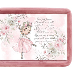 Tava mot/turta fete, aniversare 1 an, Balerina, catifea roz pudrat, 7 piese, 34x25 cm, REC5011/17