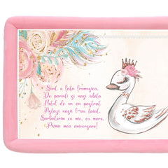 Tava mot/turta fete, aniversare 1 an, Lebada, catifea roz, 7 piese, 34x25 cm, REC5011/19