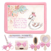 Tavita mot/turta fete, aniversare 1 an, Lebada, catifea roz, 7 piese, 34x25 cm, Recostore®, REC5011/19