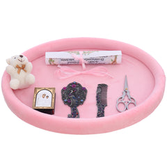 Tavita mot fete, aniversare un an, catifea roz, 8 piese, 43x32 cm, Recostore®, REC5011/1