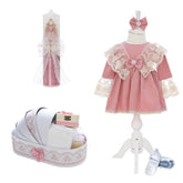 Trusou botez fata, roz pudrat, model Printesa Dayana, trusou, rochita si lumanare, REC3185