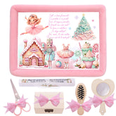 Trusou mot fete, aniversare 1 an, Balerina de Craciun, catifea roz, 7 piese, 34x25 cm, REC5011/30